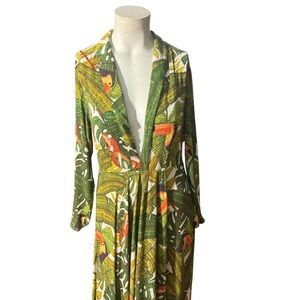 FARM Rio Green and Orange Leaf Dress